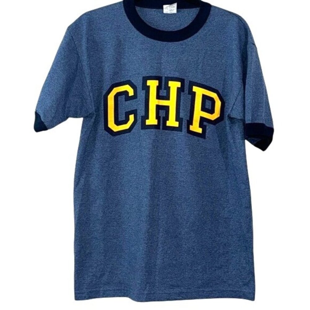 CHP Navy Blue Ringer T-Shirt Medium Made In Mexico Cotton/Polyester Blend